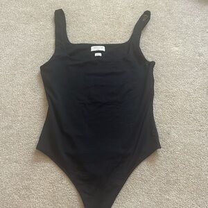 Aritzia babaton contour square neck black tank top thong bodysuit Large